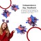 4th of July Patriotic Headband – Independence Day Hair Accessory with USA Flag Star Design, Red & Blue Ribbon Hair Hoop for Women, Girls & Kids (1 Pc)
